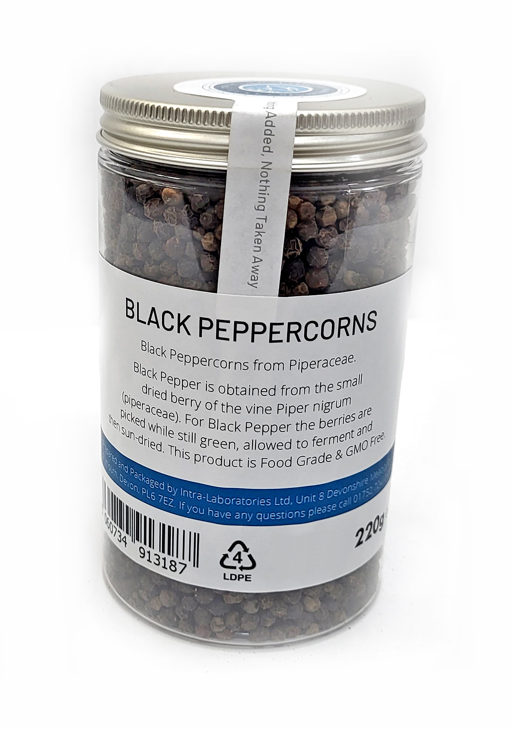 Black Peppercorns 220g Pot